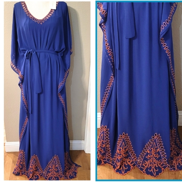 🩵NWT Lush for Lulus Embroidered Caftan Maxi Dress - Picture 2 of 5